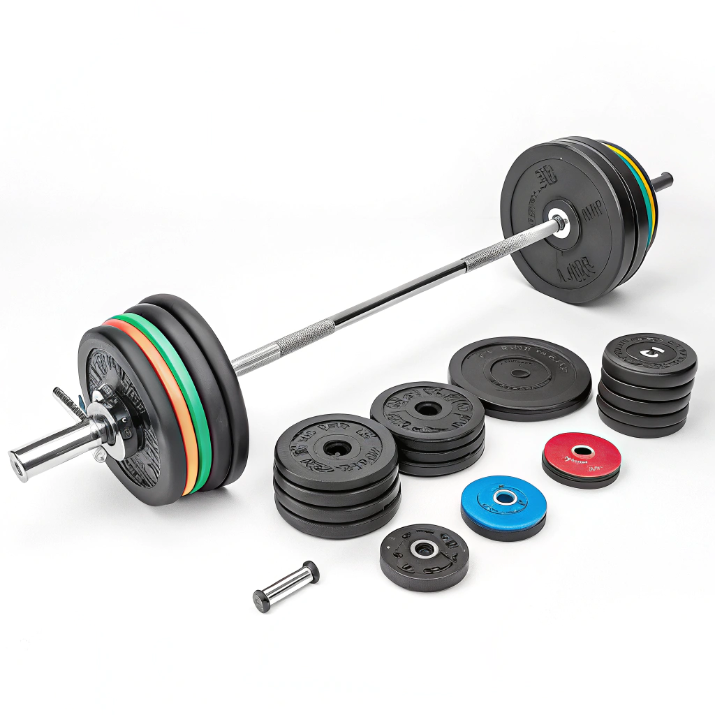 a-complete-barbell-set-with-weights--centered-on-a