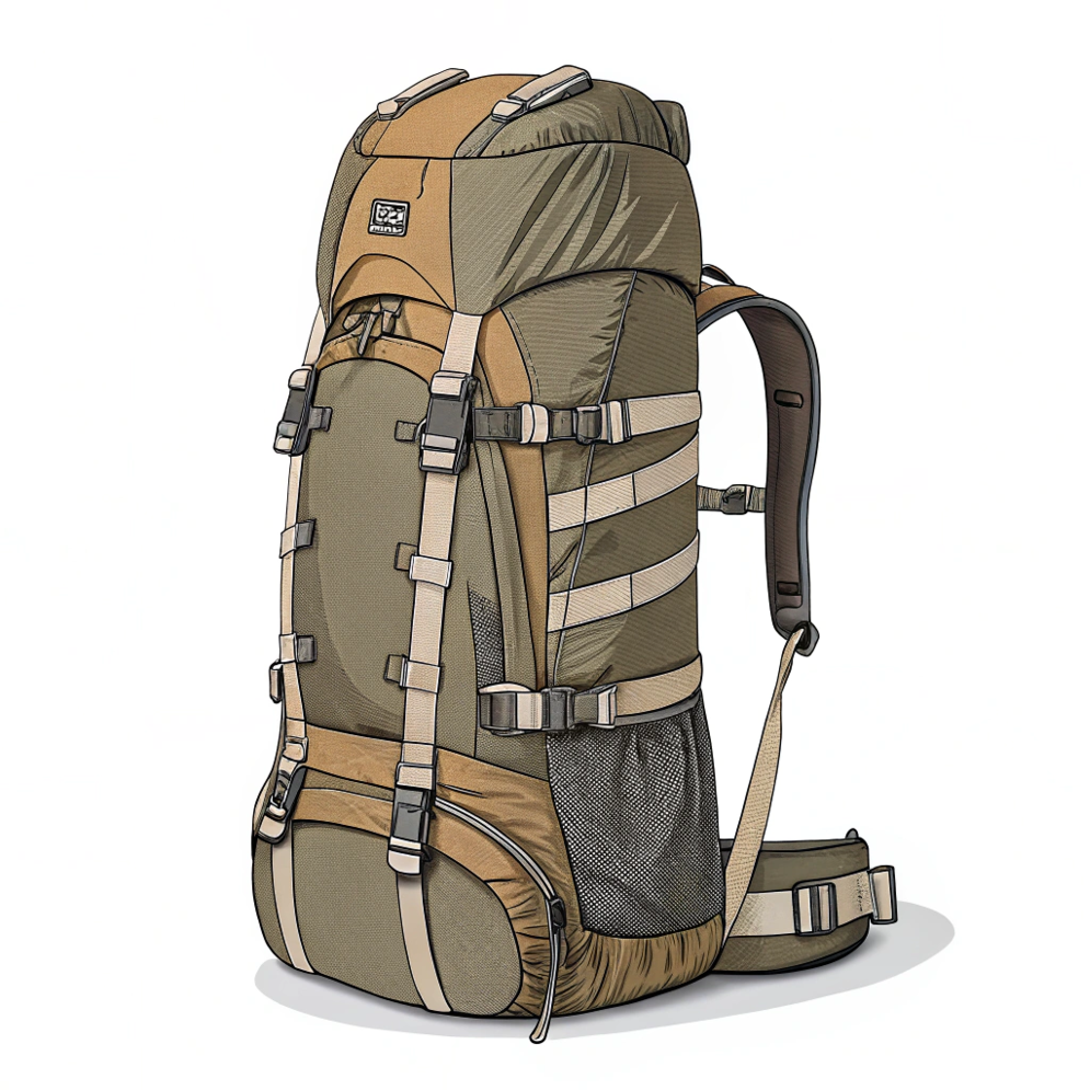 hiking-backpack-standing-upright--centered-on-whit